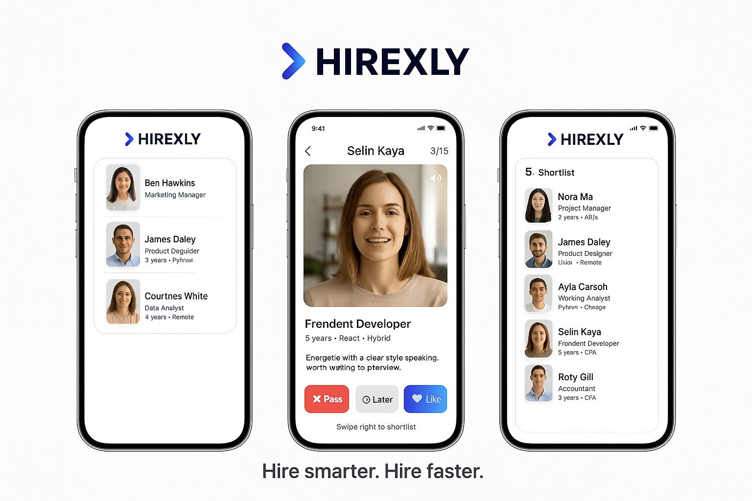 Hirexly swipe panel mock